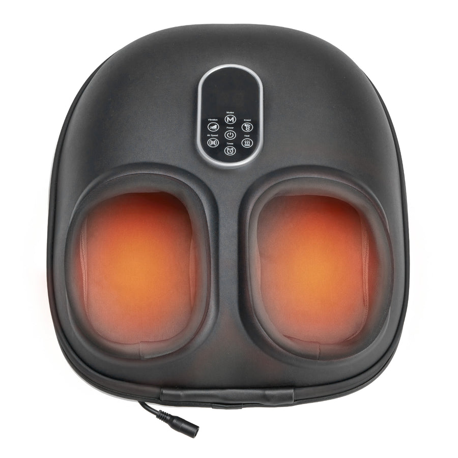 Heated Foot Massager with its warm pad glowing inside both foot wells
