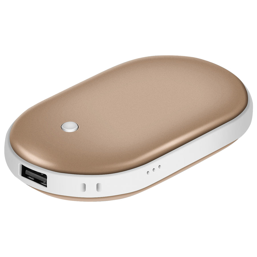 Rechargeable Hand Warmer + 5000 mAh Power Bank in gold