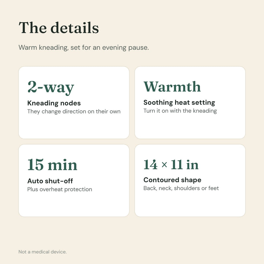 The details – Warm kneading, set for an evening pause.